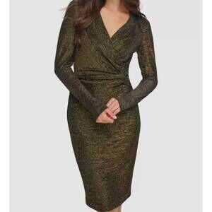 Calvin Klein | Dresses | Calvin Klein Green Sheath Dress With Bell Sleeves  | Poshmark